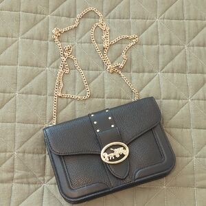 Coach Georgie Crossbody Bag Black Leather With Gold Detailing